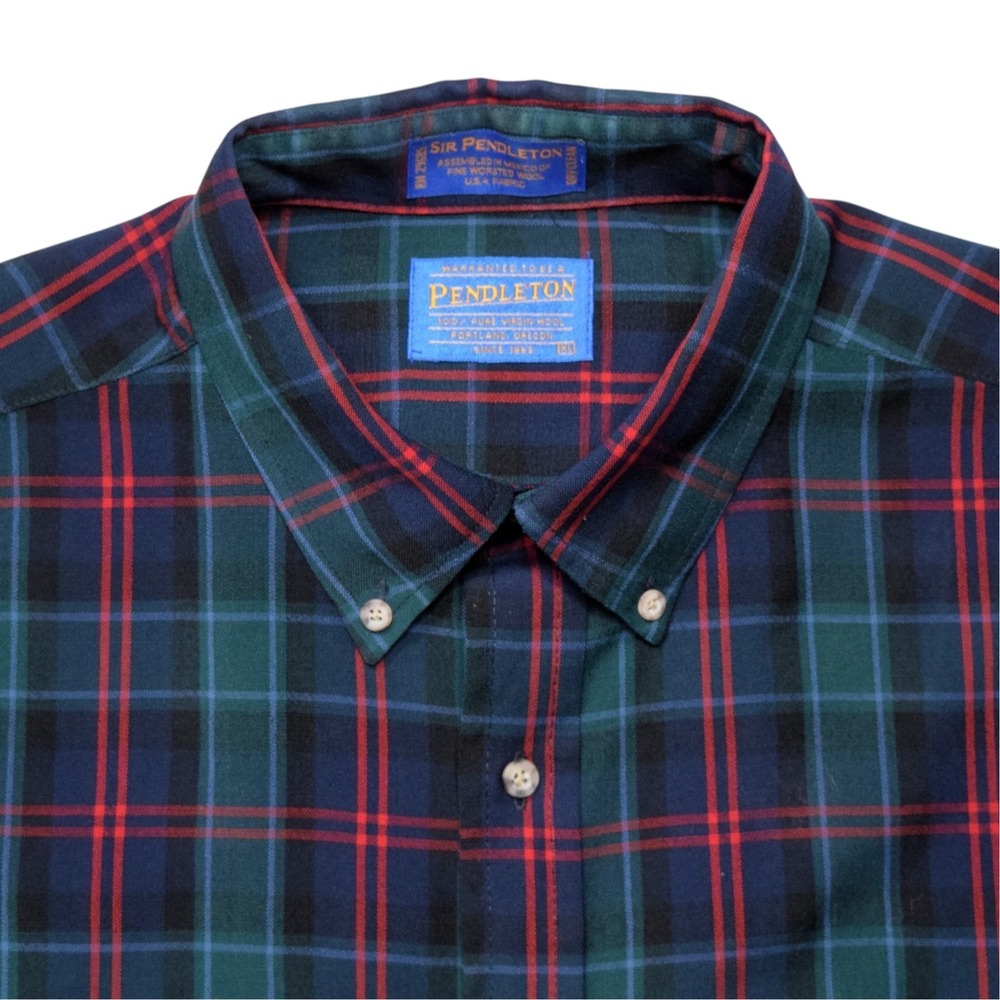 Vintage 90s Sir Pendleton Mens XL Worsted Wool MacTaggart Tartan Plaid Shirt - Picture 3 of 14
